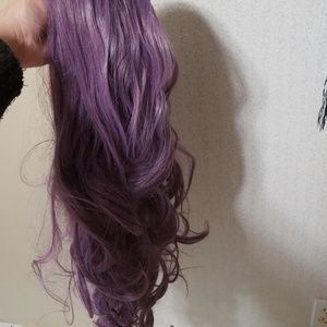 Lavender half human half synthetic wig